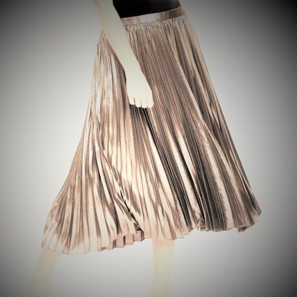 Banana Republic metallic pleated skirt, sz 6 - Picture 1 of 7